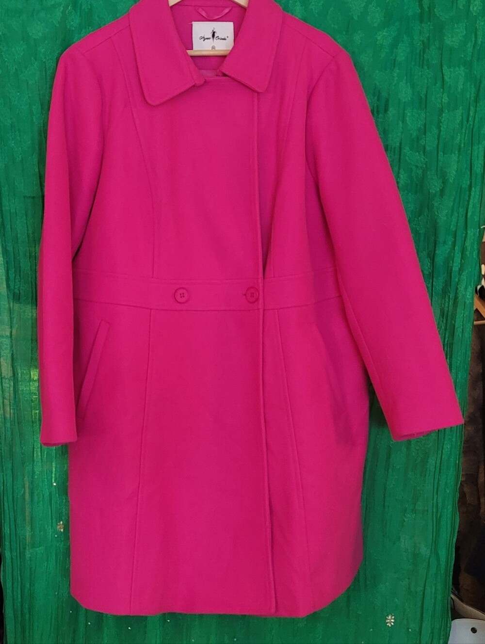 Hot Pink, Double Breasted Winter Coat.